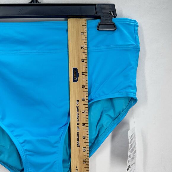 Lands End High Waisted Bikini Swim Bottoms Size 12 Turquoise Chlorine Resistant - Picture 8 of 9